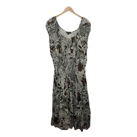Mlle Gabrielle Floral Smocked Waist Elastic Sleeve Midi Dress Women’s Size 3X - Picture 1 of 10